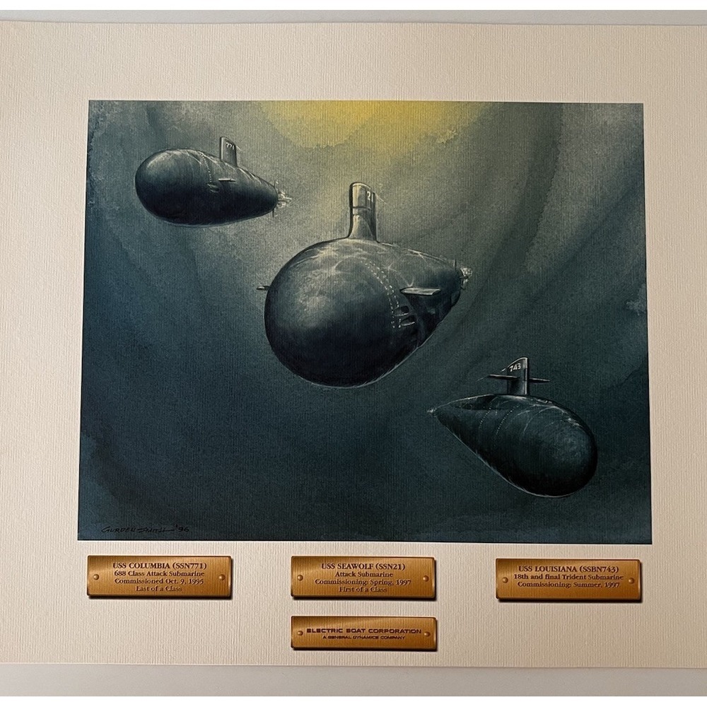 Electric Boat Gurden Smith Submarine Print USS Seawolf Columbia Louisiana